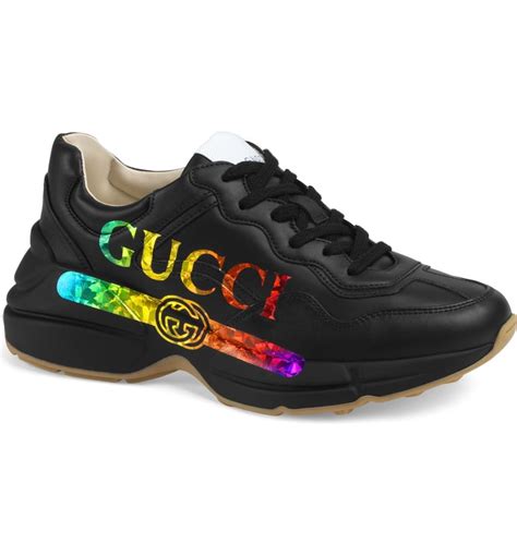 rainbow sneakers gucci|gucci rhyton strawberry sneakers.